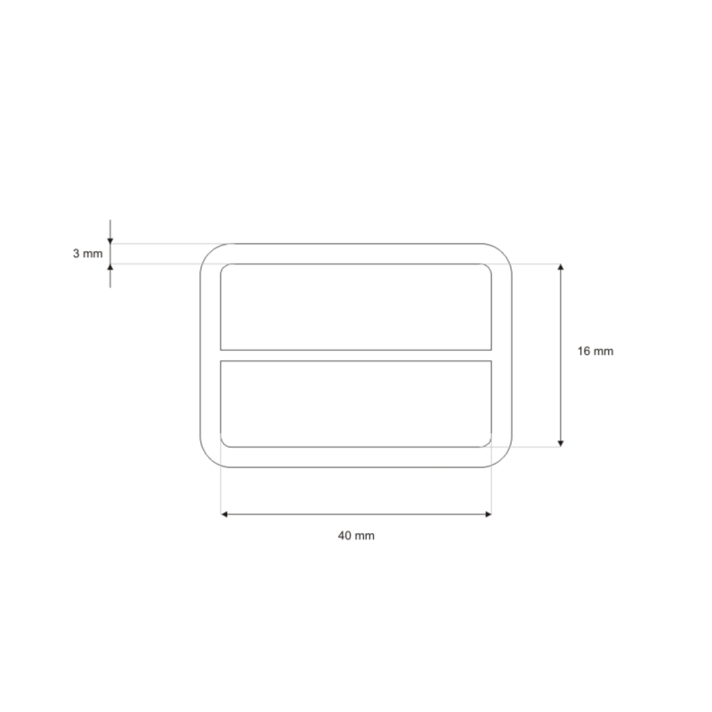 METAL SLIDE BUCKLE   40/16/3 MM NICKEL WIRE 100 PCS