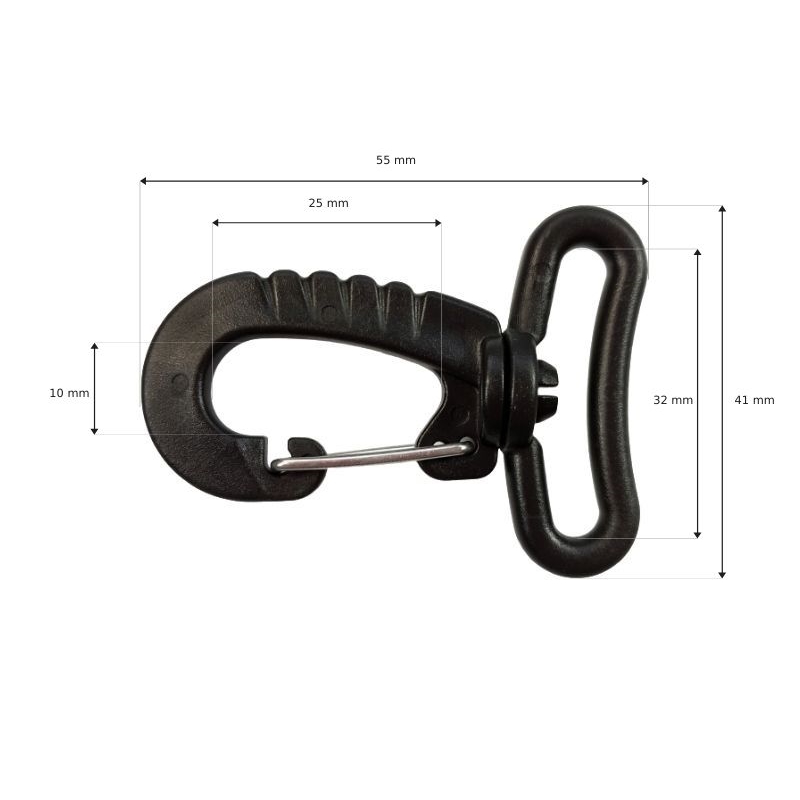 Plastic swivel snap hook 32 x 55 mm niko black 100 pcs