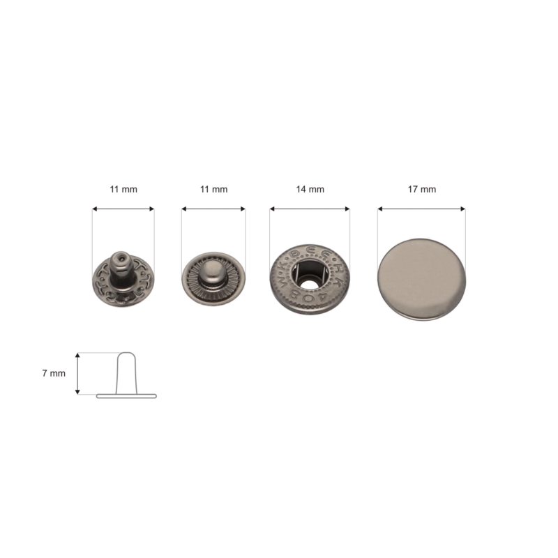 Druckknopf aus metall alfa 17 mm schwarznickel 720 st.