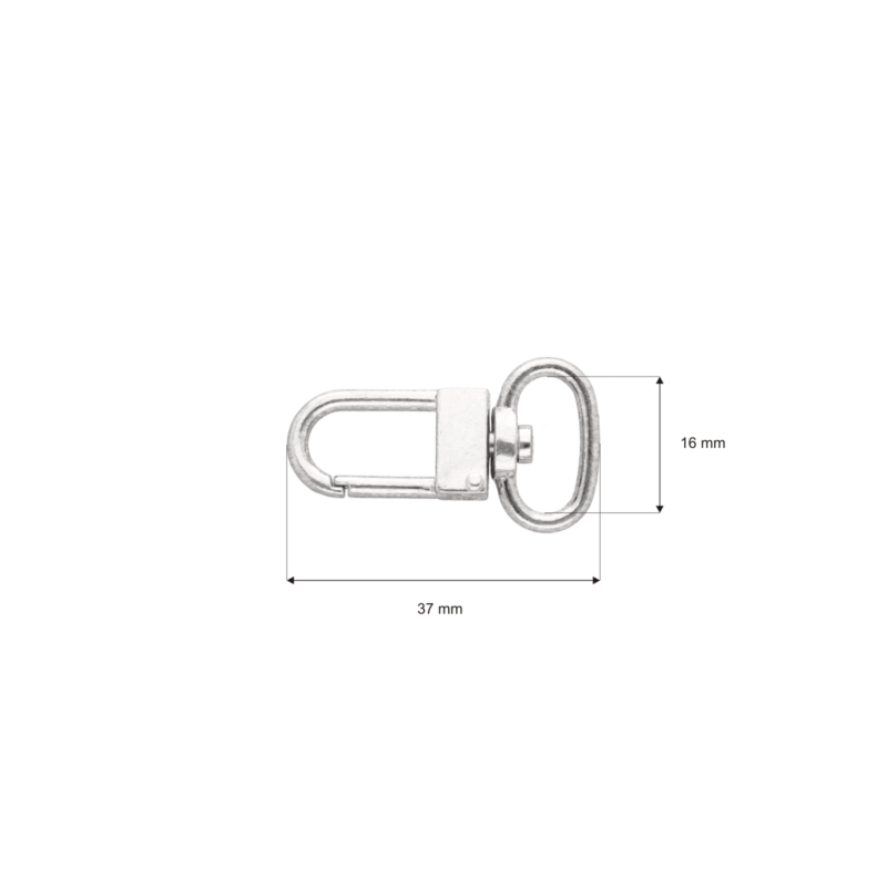 METAL SNAP HOOK 16 MM  MILAN NICKEL 100 PCS