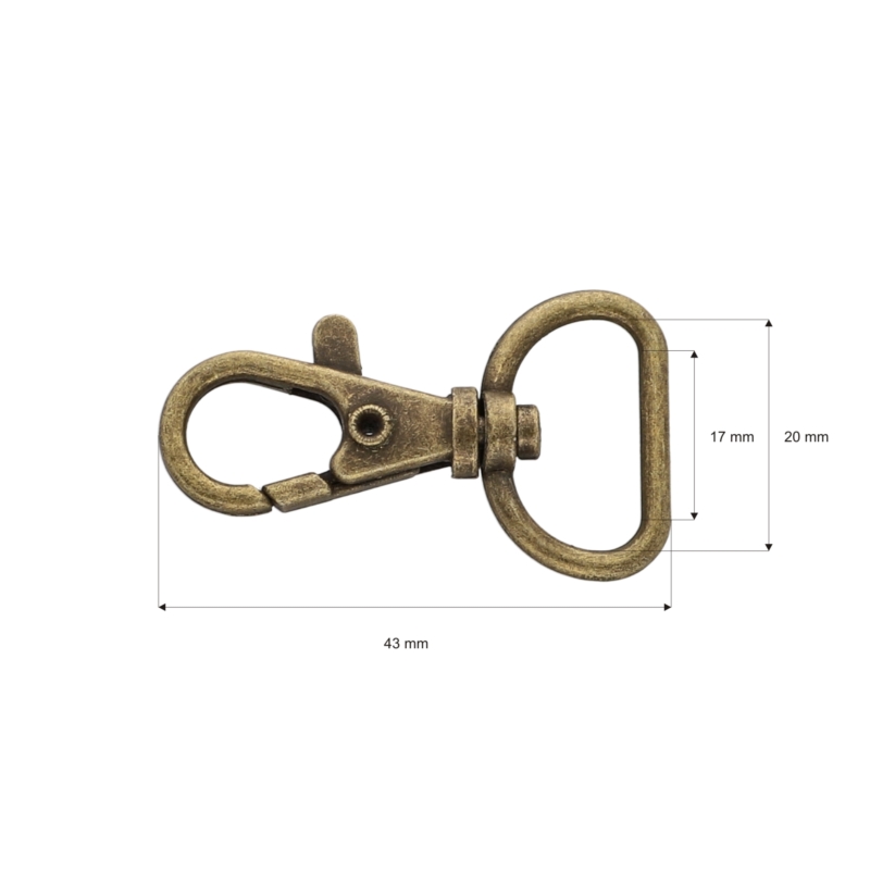 METAL  SNAP HOOK 0014 20 MM OLD GOLD 100 PCS