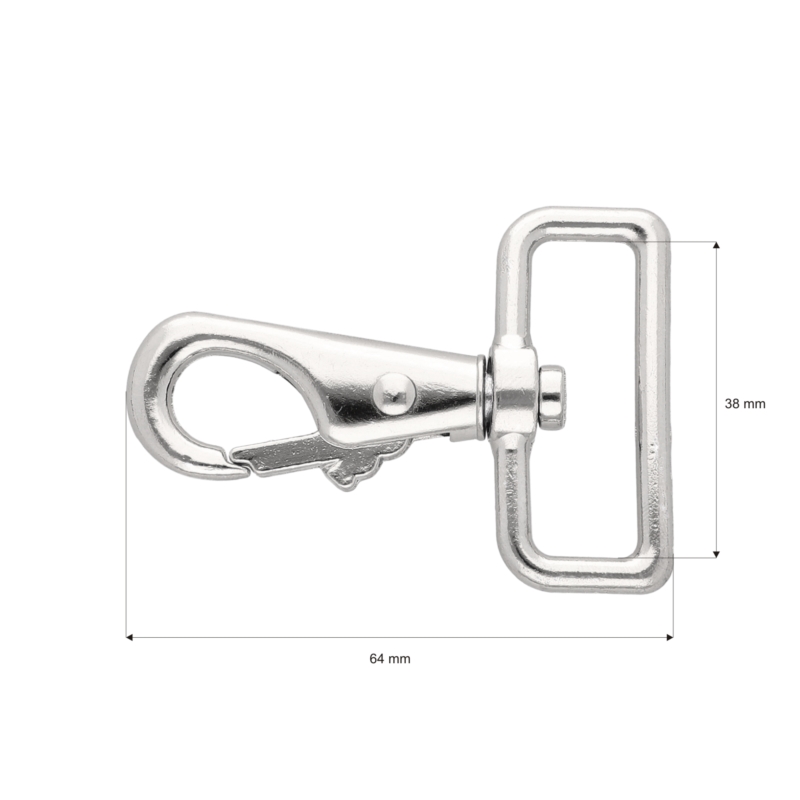 METAL SNAP  HOOK 38 MM HUGO  NICKEL 1  PCS