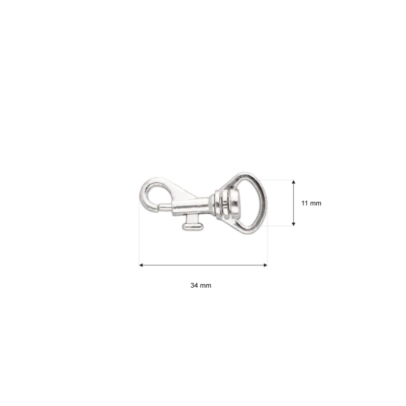 METAL SNAP HOOK 11 MM IWO NICKEL 100   PCS