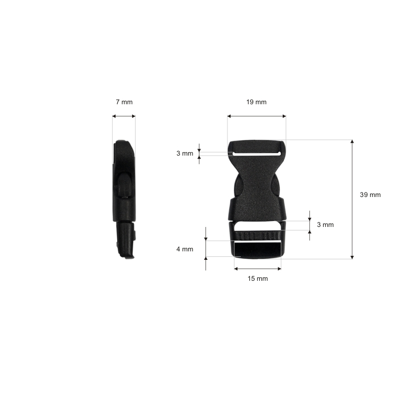 Klamra plastikowa 15x39 mm Halszka czarna