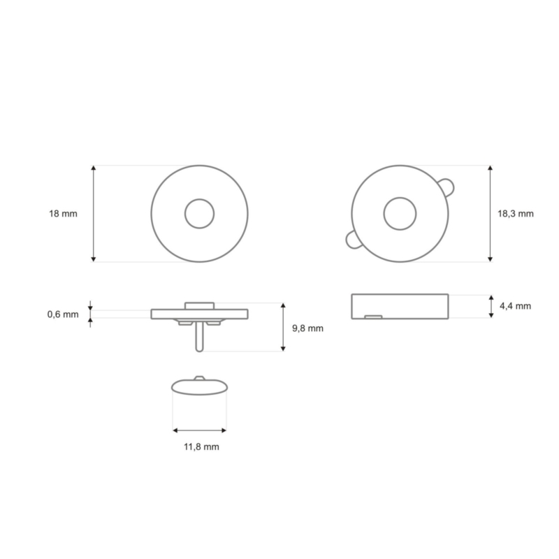 Rundes magnet mit druckknopf 18/18 mm nickel 100 st.