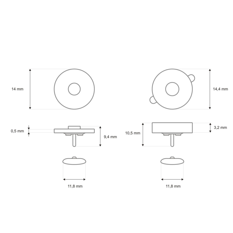 Rundes magnet mit doppeldrückknopfen 14/14 mm nickel 200 st.