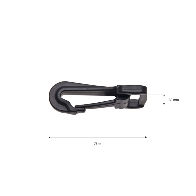 Plastic snap hook 30 mm donald black 100 pcs