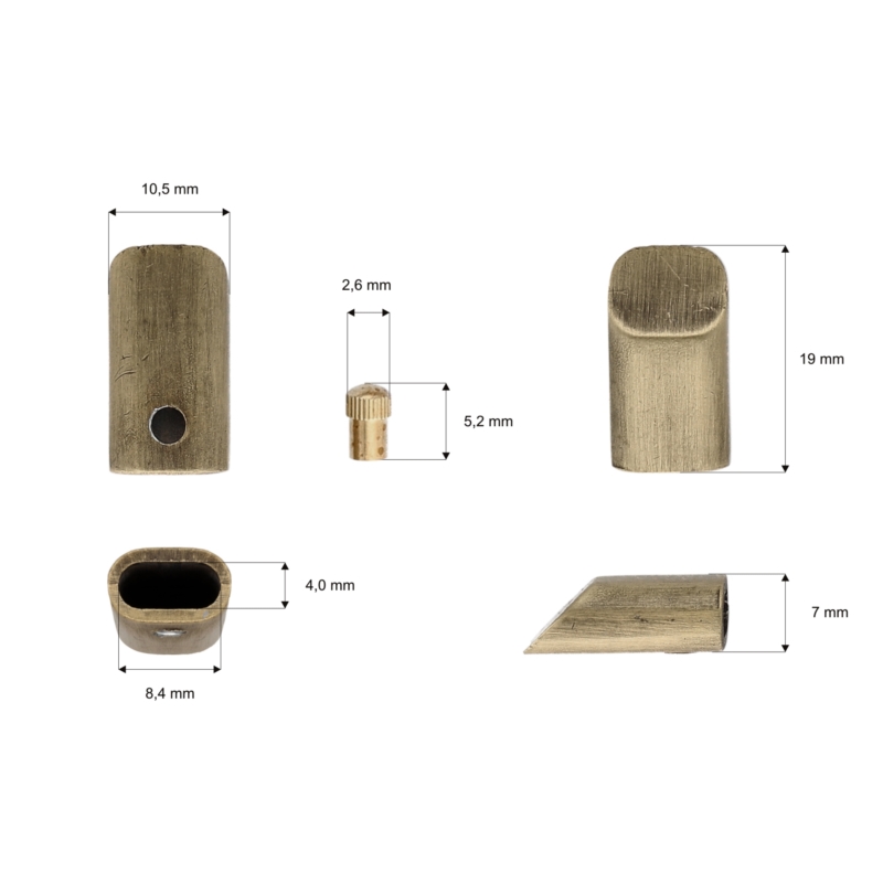 Metal fitting for zip tape old gold 500 pcs