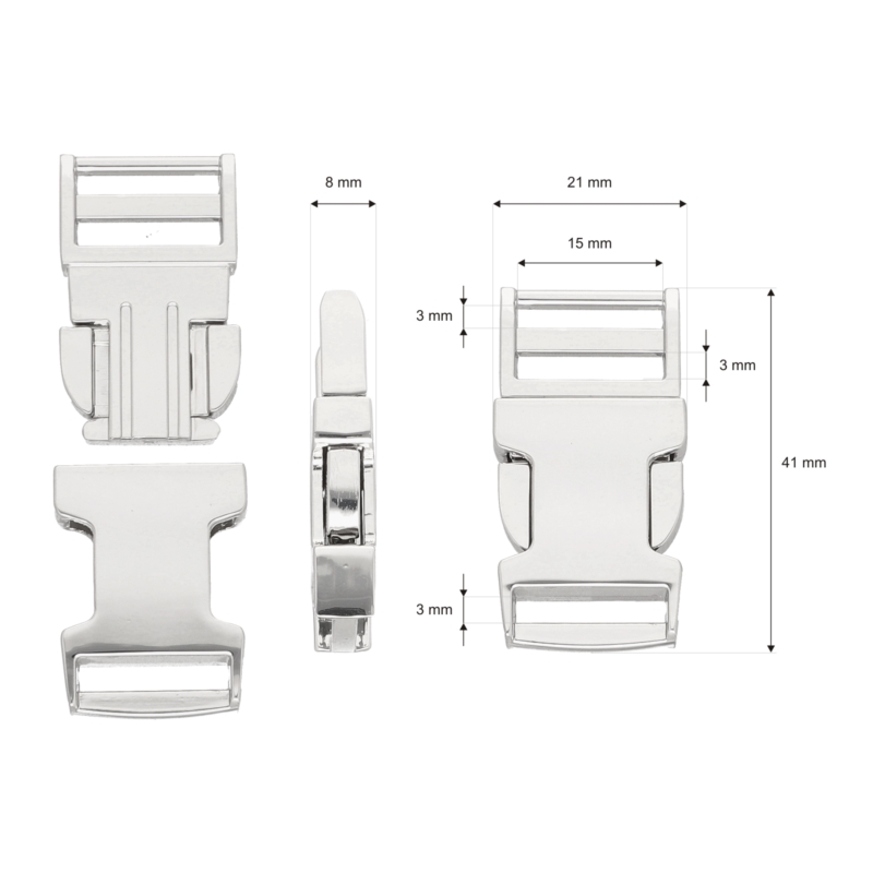 Metal buckle 15 mm nickel 1 pcs