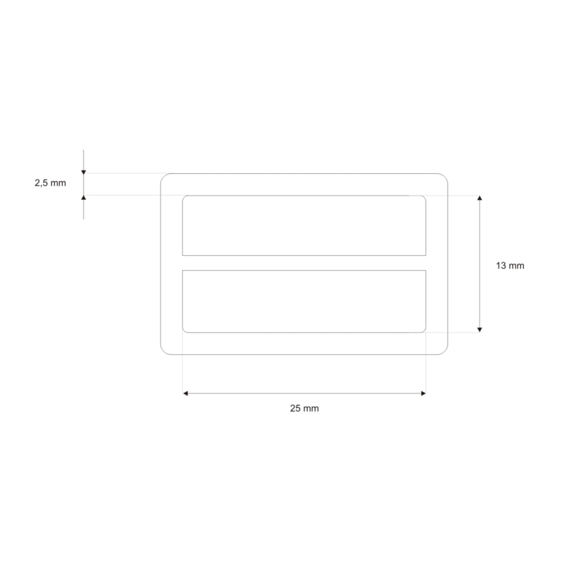 METAL SLIDE BUCKLE 25/13/2,5 MM NICKEL WIRE 100 PCS