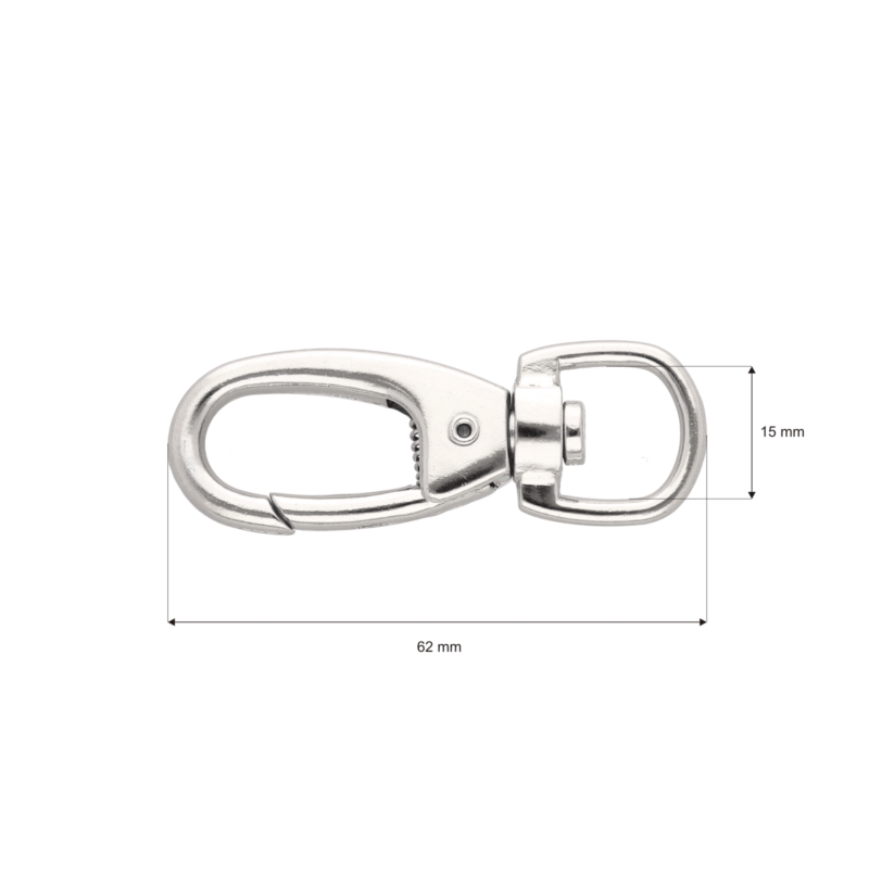 METAL SNAP HOOK 15 MM NICKEL 1 PCS