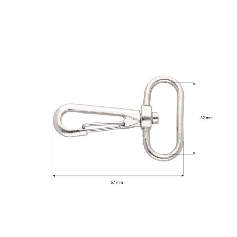 METAL SNAP HOOK 32 MM HIPOLIT NICKEL 100     PCS