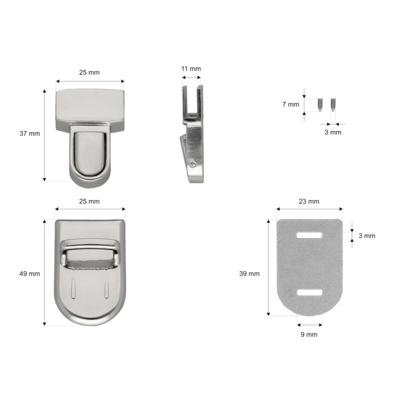 Briefcase lock 25/42 mm 079 nickel 22 pcs