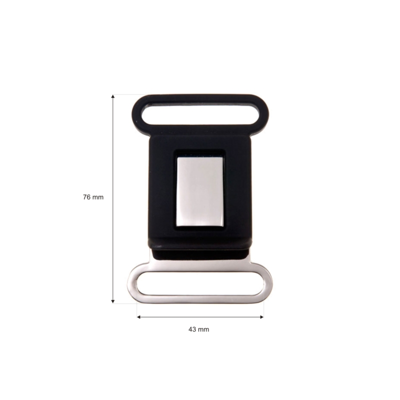 Metal buckle 42 mm matt black + satin 1 pcs