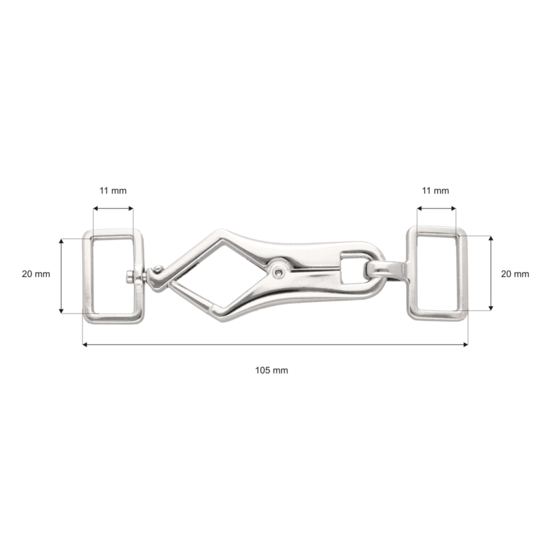 EXTRA SHINING METAL SNAP HOOK 20 MM CEZARY GLOSSY  NICKEL 1 PCS