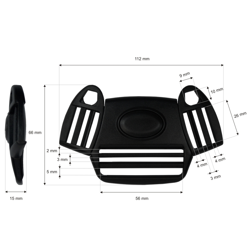 SCHNALLE AUS KUNSTSTOFF DOUBLE 26 MM 5-WAY  TEKLA&nbsp4   SCHWARZ 1   ST.