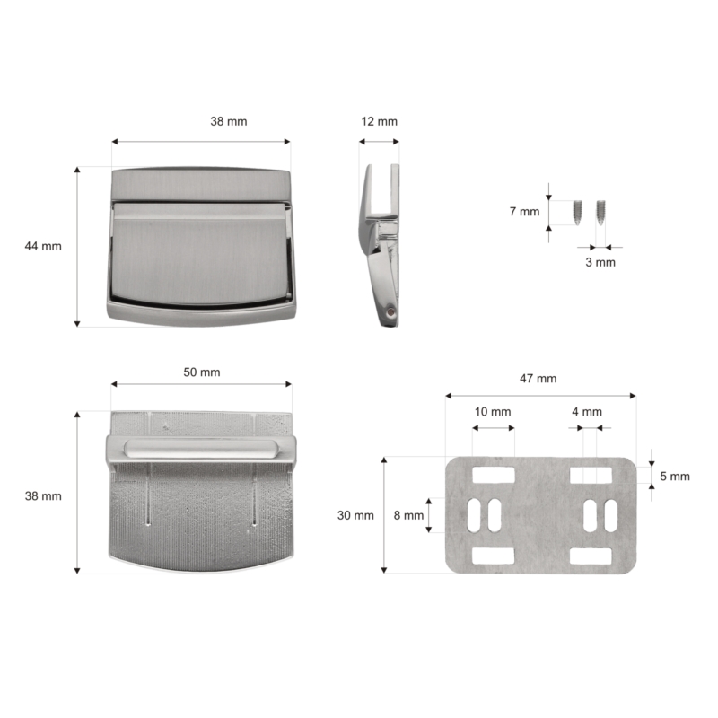 Briefcase lock 50/43 mm 395 nickel 10 pcs