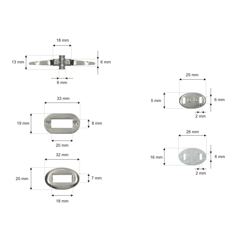 Briefcase lock 31/20 mm 051 nickel 20 pcs