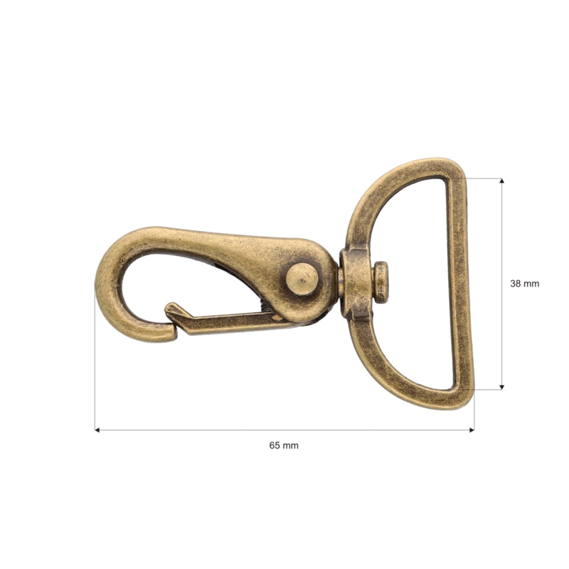 METAL  SNAP HOOK RF-175 38 MM ERYK OLD GOLD 1 PCS