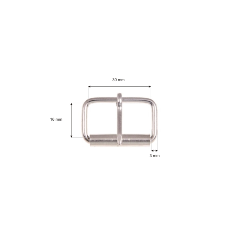 METAL ROLLER BUCKLE SINGLE 30/16/3 MM NICKEL WIRE  100 PCS