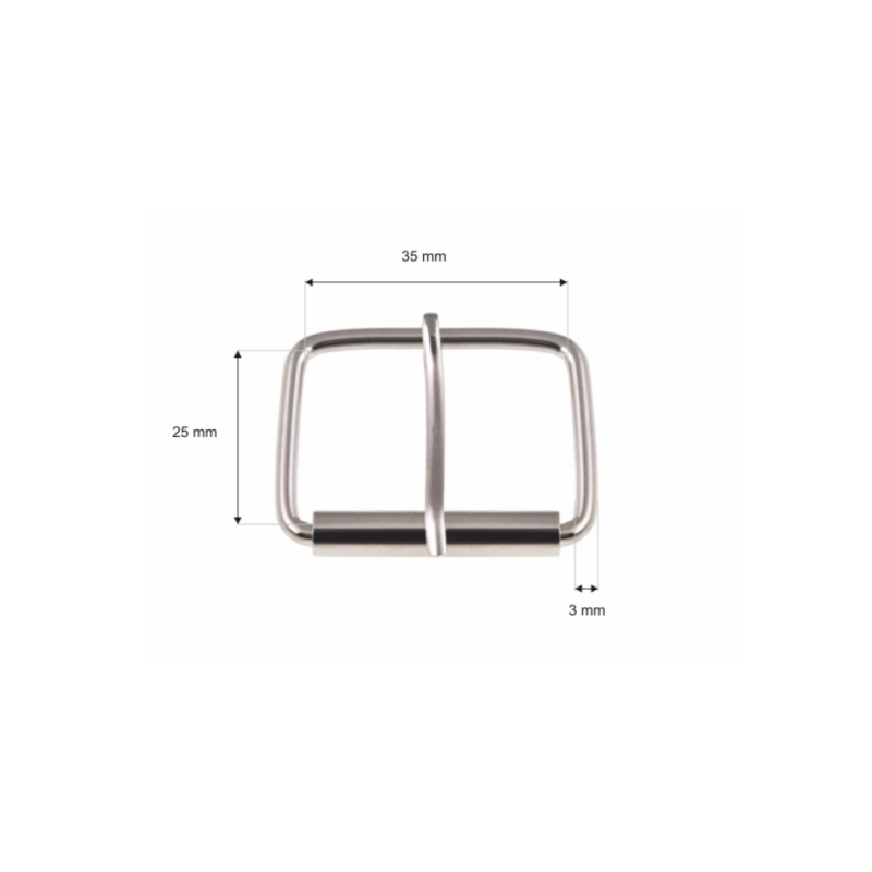 METAL ROLLER BUCKLE SINGLE 35/25/3 MM NICKEL WIRE 100 PCS