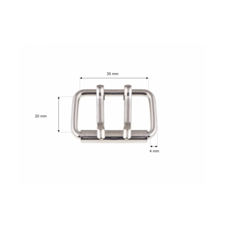 METAL ROLLER BUCKLE DOUBLE 35/20/4 MM NICKEL WIRE 100 PCS