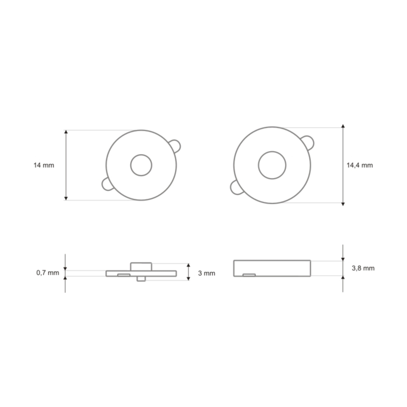 Rundes magnet 14/14 mm altgold 200 st.