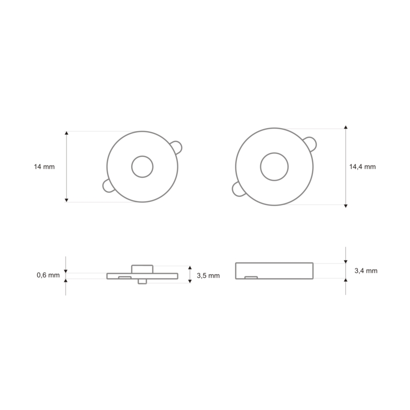 Rundes magnet 14/14  mm  lichtgold 200 st.