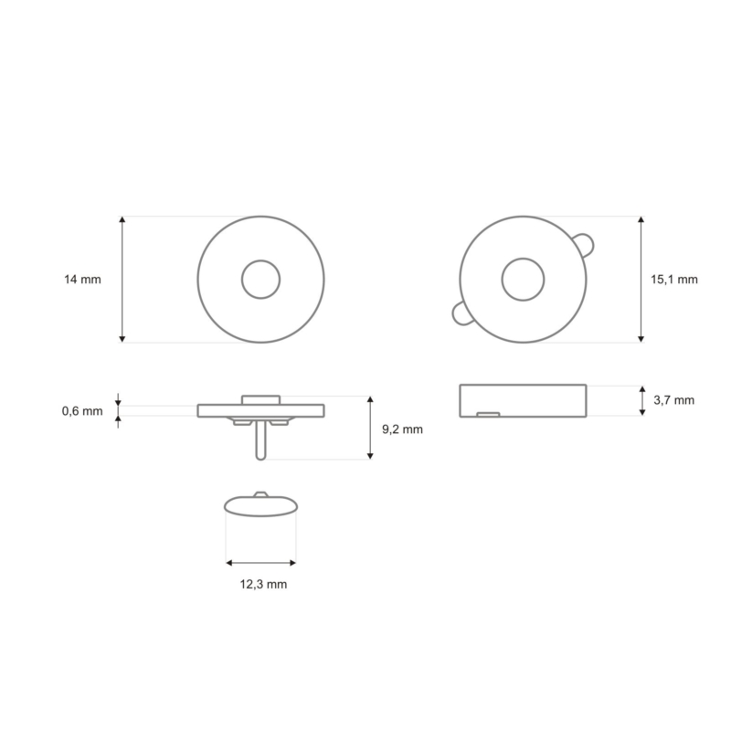 Rundes magnet mit druckknopf 14/14 mm altgold 200 st.