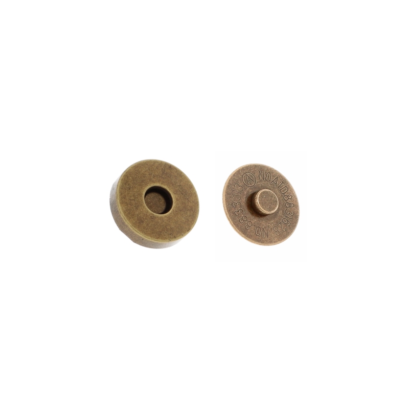 Magnetic button round with double snap fastener 18/18 mm old gold 100 pcs