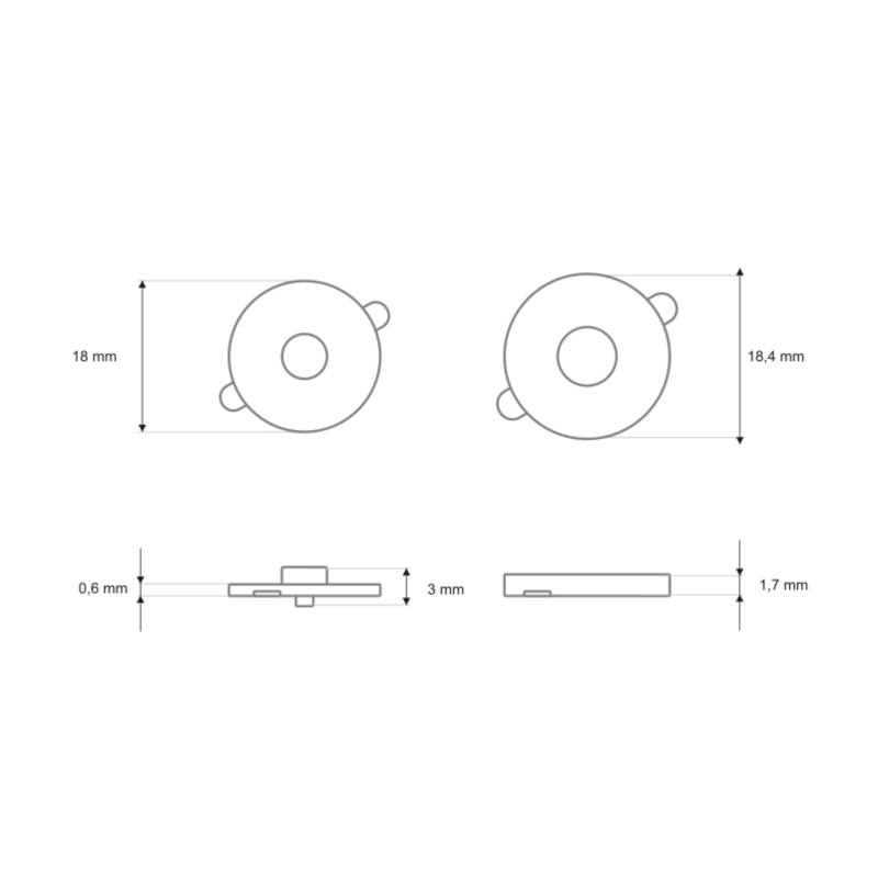 Rundes magnet 18/18 mm licht gold 100 st.