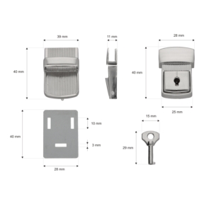 Zamek do teczki metalowy 28/42 mm a338 nikiel