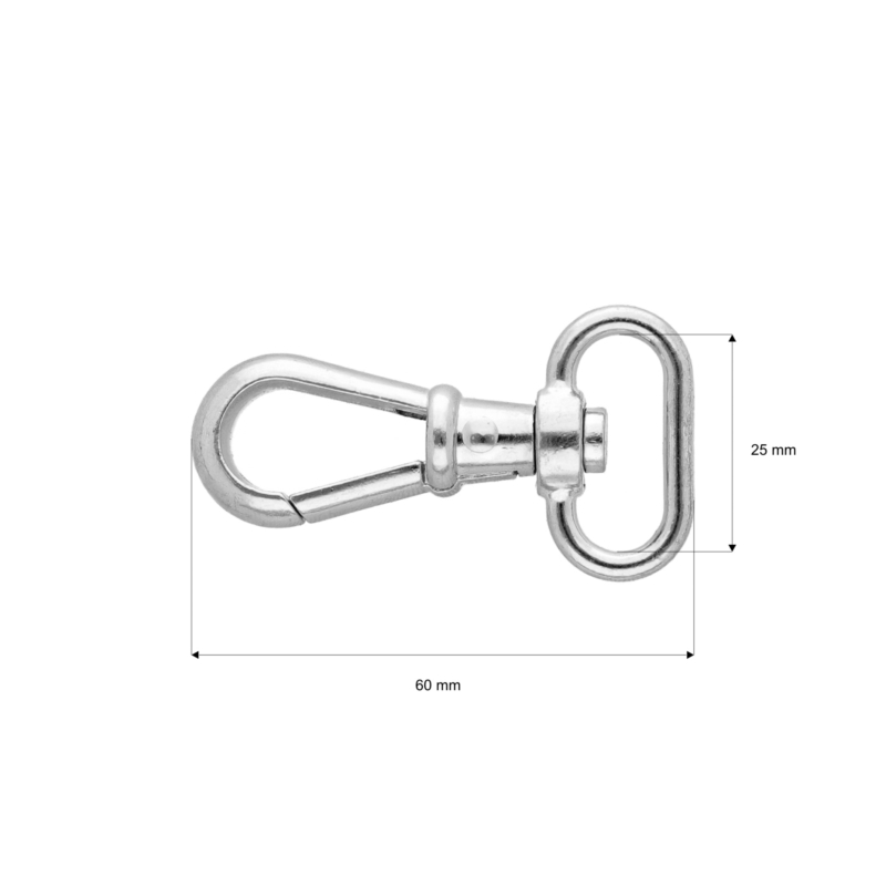 KARABINERHAKEN 25 MM  CYPRIAN NICKEL 1   ST.