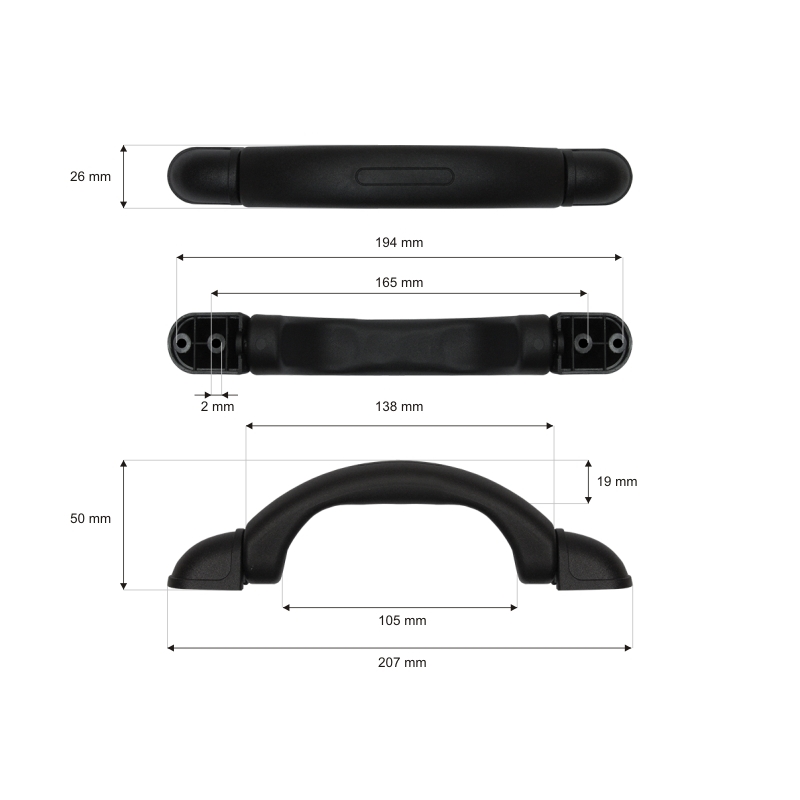 Handgriff aus kunststoff 26/203 mm schwarz 1 st.