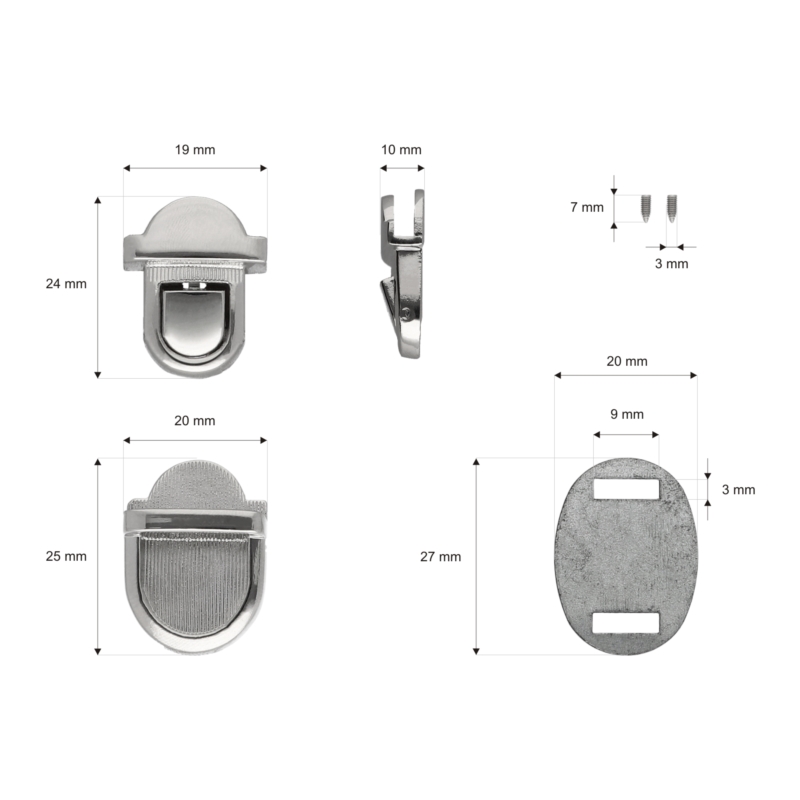 Mappenverschluss aus metall 20/27 mm a18 luiza nickel 42 st.