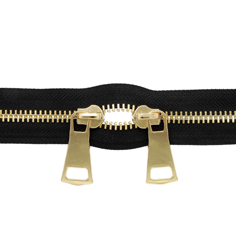 METAL  ZIPPER TAPE 8 TWO WAYS (580) BLACK GLOSSY  GOLD   MB