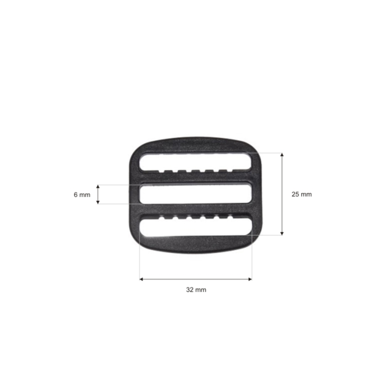 Plastic slide buckle 32/25 mm black 100 pcs