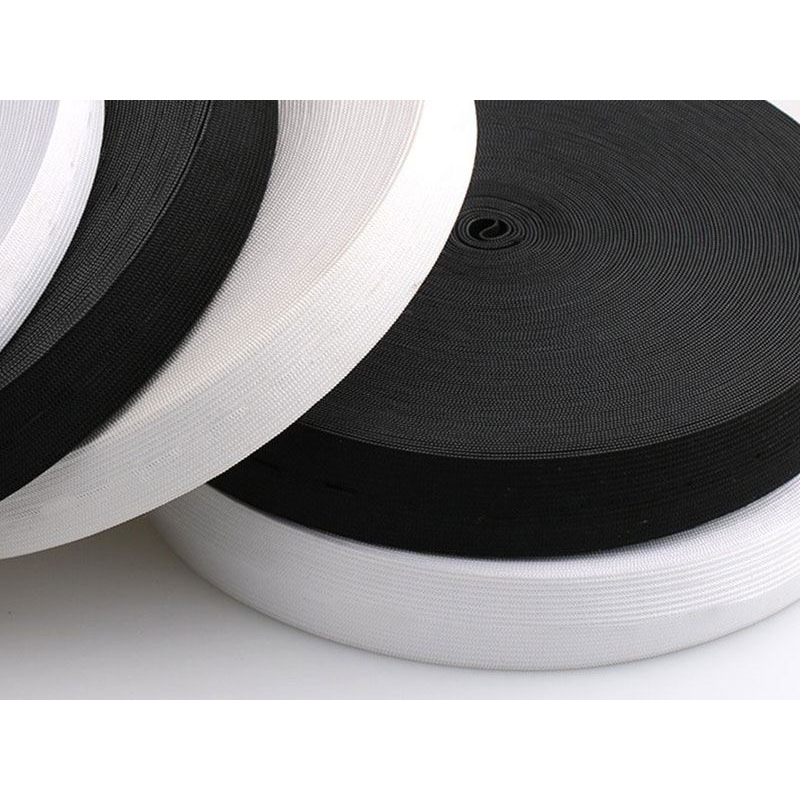 Knitted elastic tape 25 mm (501) white polyester 25 mb