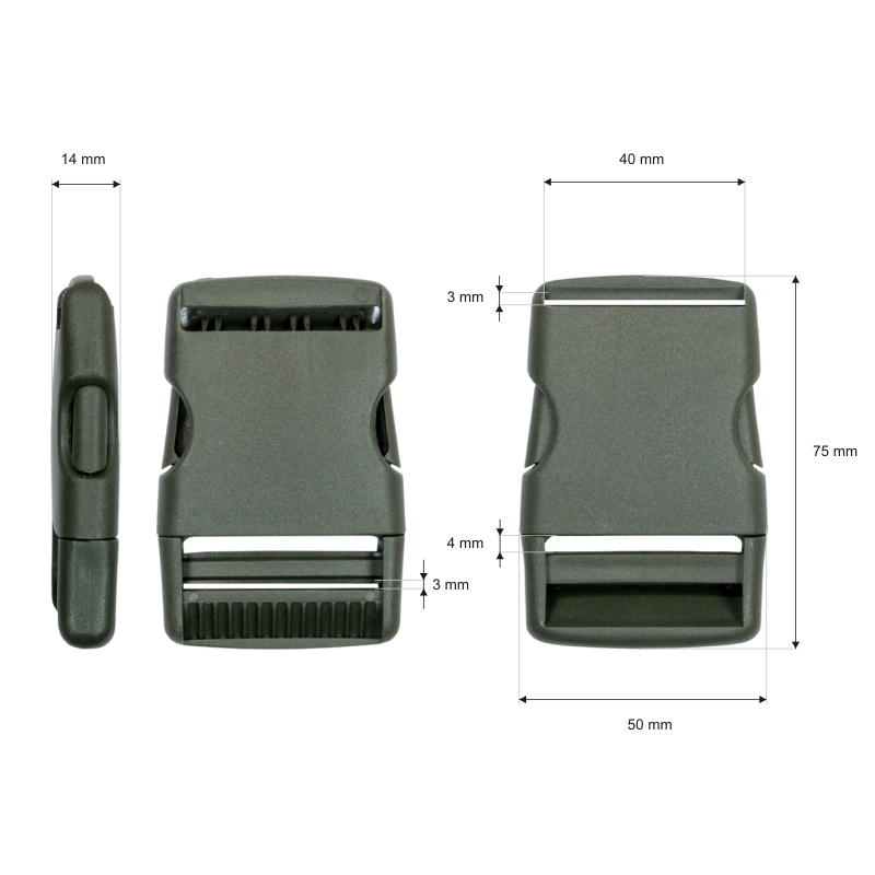 Plastic buckle 40 mm laura olive 100 pcs