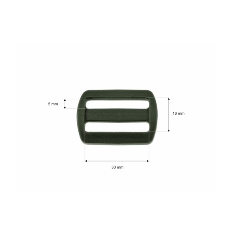 Plastic slide buckle 30/16 mm leon olive 100 pcs