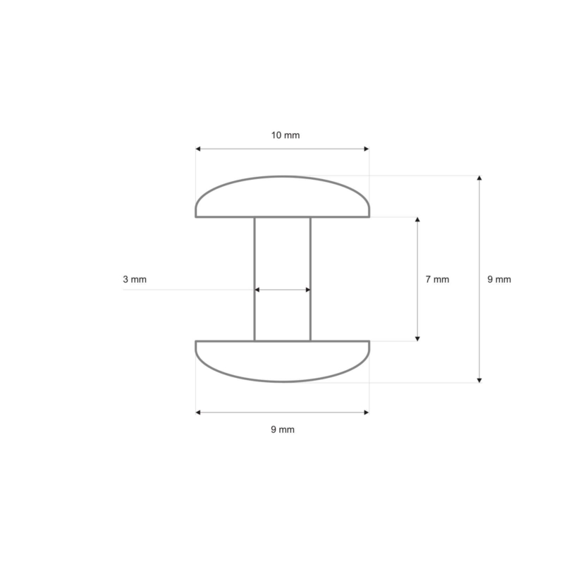 METAL   RIVET TWO-SIDED LUX 10/3/9 MM NICKEL