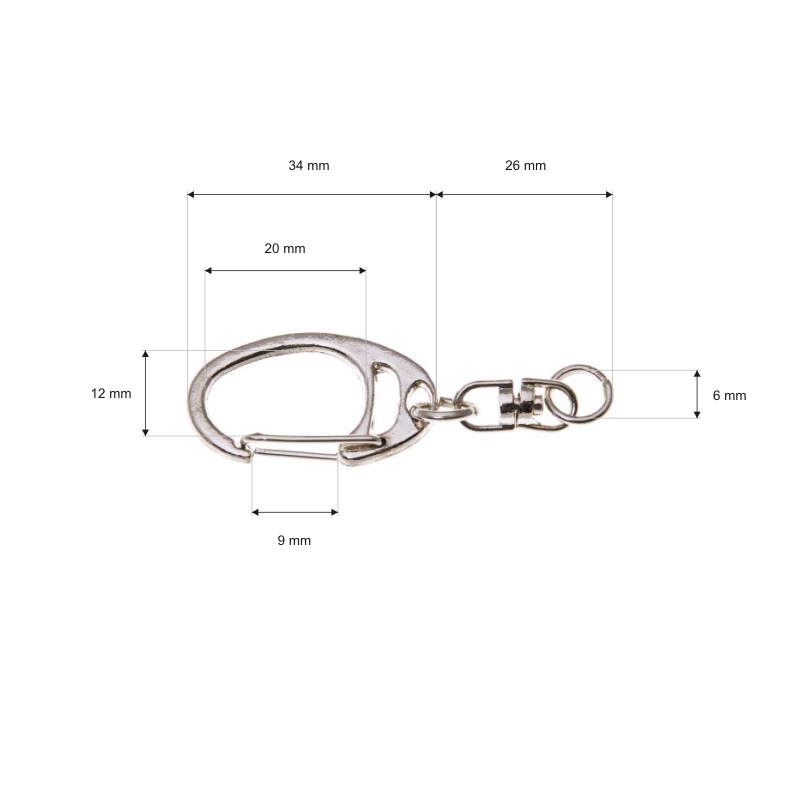 METAL SNAP HOOK&nbsp6 MM GLOSSY NICKEL 100  PCS