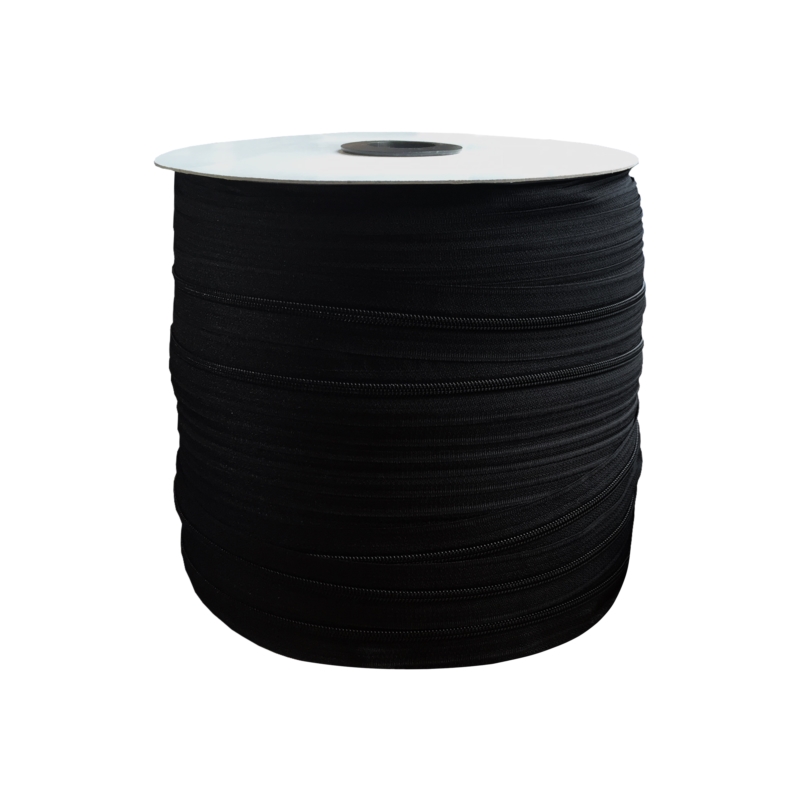 NYLON ZIPPER TAPE WITH CORD 3 (580) BLACK ROLL 300 MB