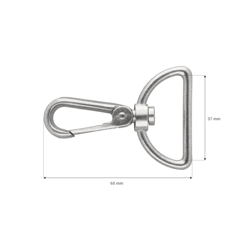 METAL SNAP HOOK 37 MM GLOSSY NICKEL 1   PCS