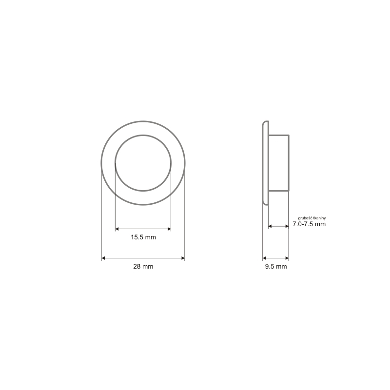 STAINLESS  METAL EYELET WITH GROMMET 15,5/28/9,5 MM GOLD 100 PCS