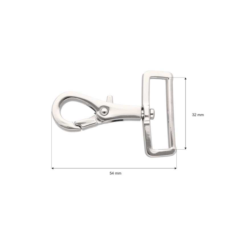 EXTRA SHINING METAL SNAP HOOK 30 MM ZYGMUNT  GLOSSY NICKEL 1 PCS