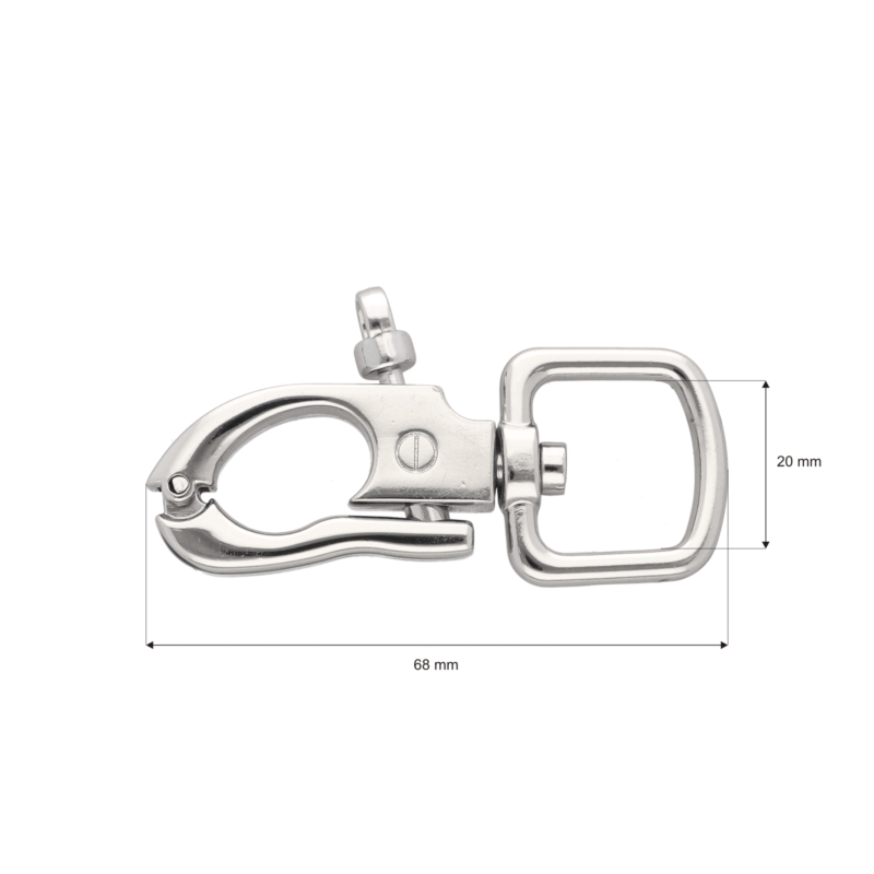 EXTRA SHINING METAL SNAP HOOK 20 MM BATORY  GLOSSY  NICKEL 1 PCS