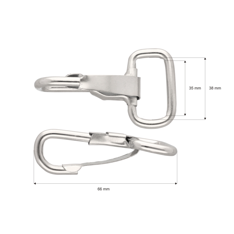 METAL SNAP  HOOK&nbsp38 MM FABIAN GLOSSY NICKEL 10 0   PCS