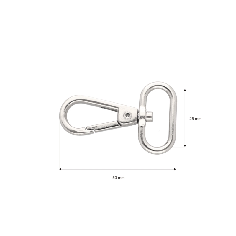 METAL SNAP HOOK 25 MM GLOSSY NICKEL 100    PCS