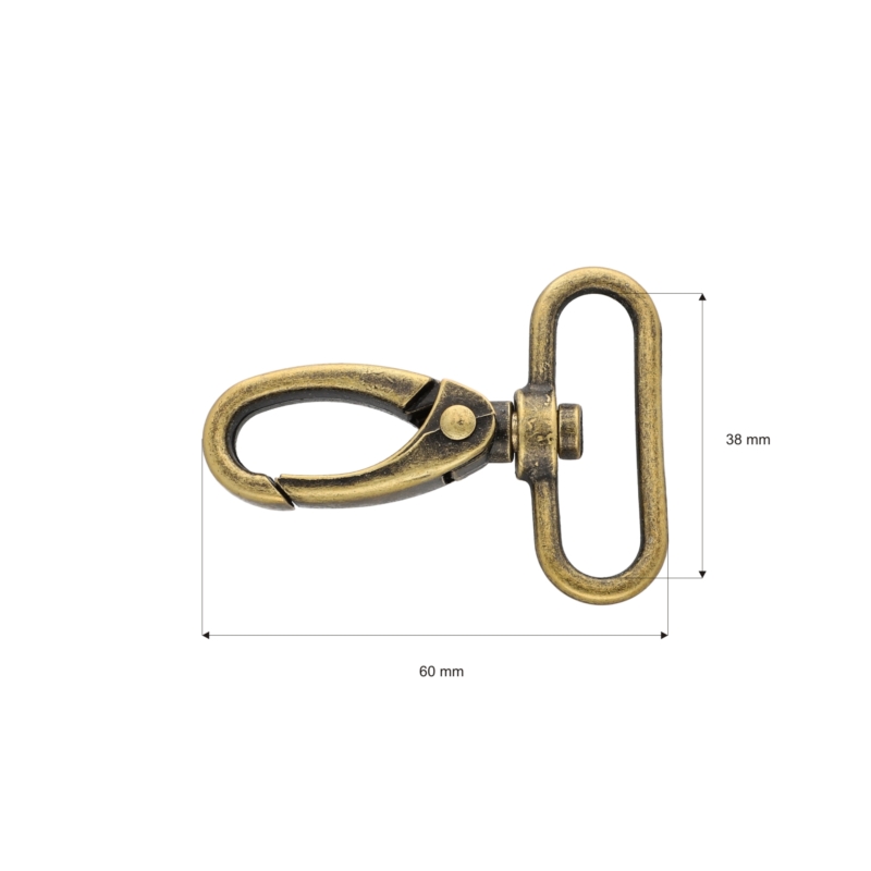 METAL SNAP HOOK RF-111 38 MM OLD GOLD 1 PCS